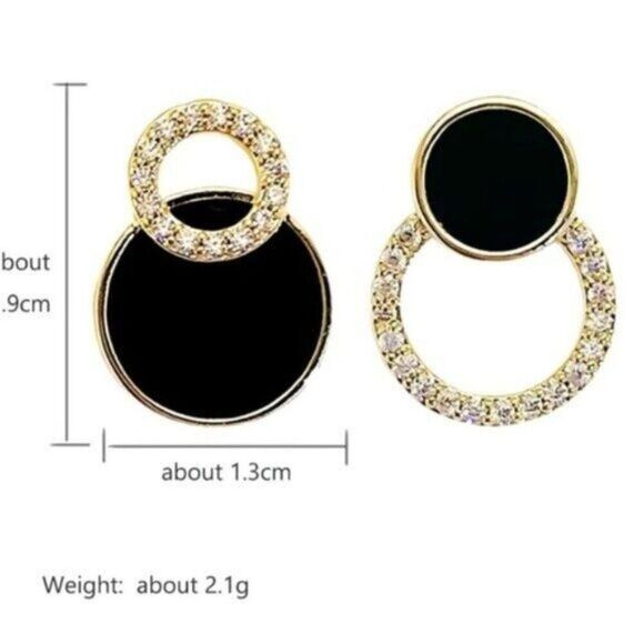 Contrast Black Rhinestone Earrings - Picture 2 of 3